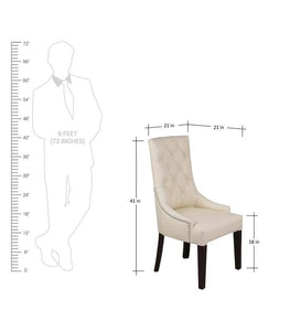 Detec™ Chair in Genuine Leather with Tufted Back in Cream Colour