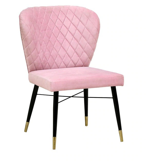 Detec™ Dining Chair In Black Finish with Pink Fabric