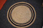 Load image into Gallery viewer, Detec™ Circular Natural Fiber Jute 60 x 60 rugs - Beige &amp; Black Color
