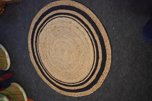 Detec™ Circular Natural Fiber Jute 60 x 60 rugs - Beige & Black Color
