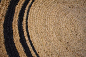 Detec™ Circular Natural Fiber Jute 60 x 60 rugs - Beige & Black Color