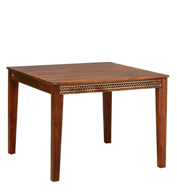 Detec™ Solid Wood 4 Seater Dining Table in Honey Oak Finish