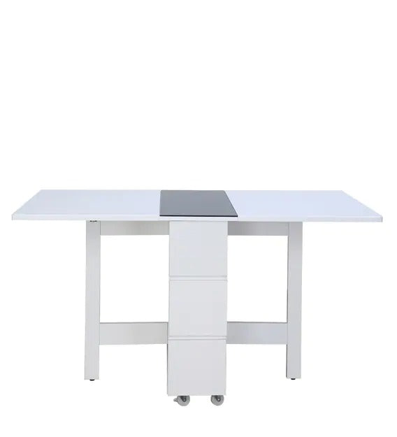 Detec™ फोल्डिंग 6 सीटर डाइनिंग टेबल सफेद रंग में