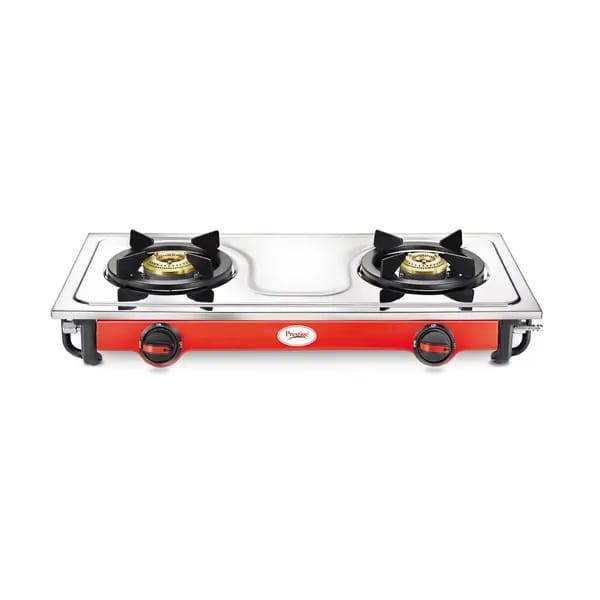 Prestige Sleek Stainless Steel L.P Gas Stove, 2 Burners