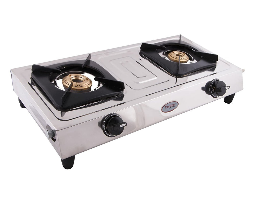 Prestige L.P Gas Stove with Stainless Steel Body and 2 Brass Burners