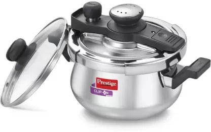 Prestige Clip On Mini Svachh SS Pressure Handi 3 L with Glass lid