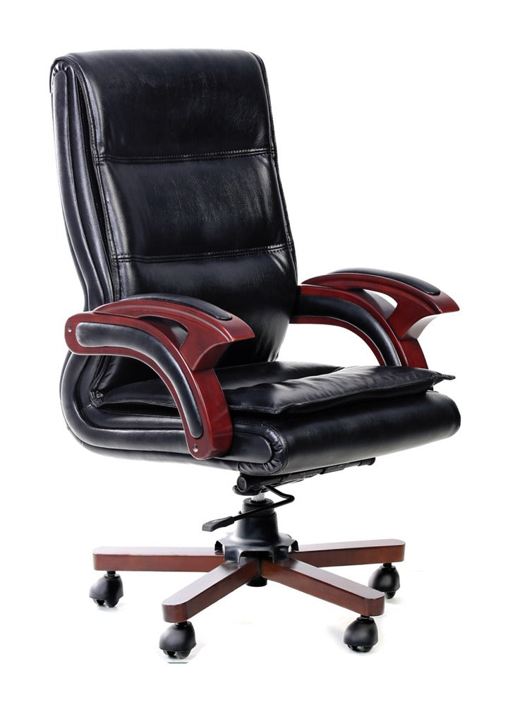 Detec™ Adiko Director Office Chair in Black With Cushioned Wooden Arms