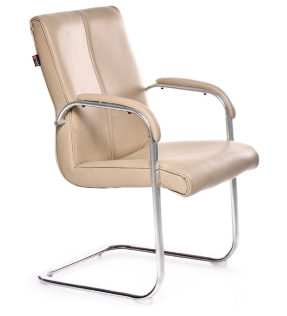 Detec™ Adiko Visitor Chair Chrome Plated Metal Pipe Frame In Caramel Color