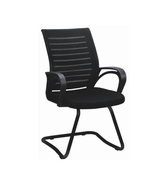 Detec™ Adiko Visitor Chair Seat Cushioned And Back Mesh Fabric In Black Color