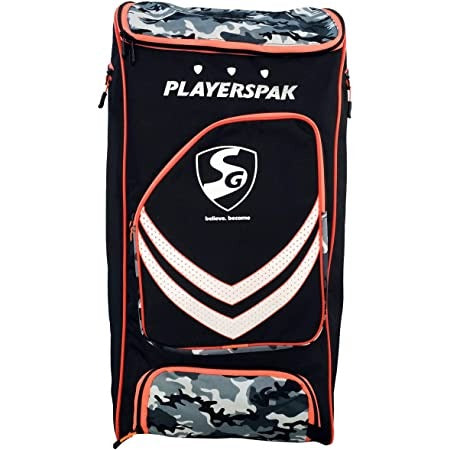 SG players pak cricket kit bag, black/camo/orange