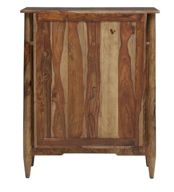 Detec™ Solid Wood Bar Cabinet in Sheesham Stone Finish