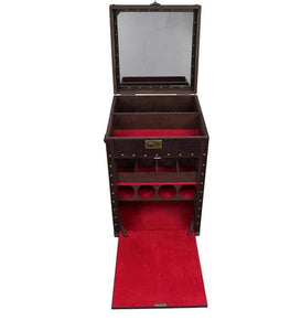 Detec™ Gentleman's Leather Whisky Bar Cabinet in Dark Brown Color