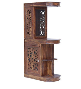 Detec™ Solid Wood Bar Unit with Lights in Provincial Teak Finish