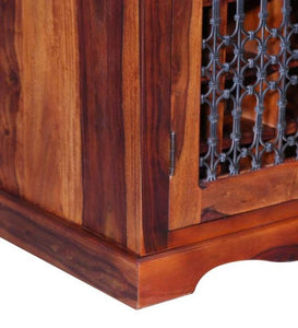Detec™ Solid Wood Bar Cabinet In Honey Oak Finish