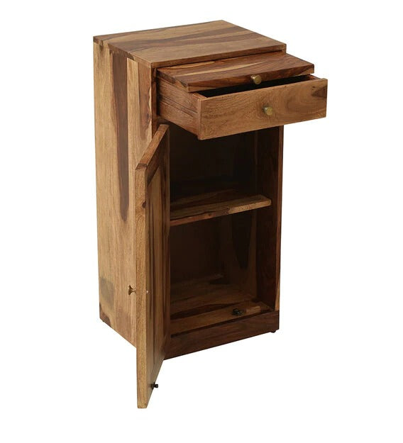 Detec™ Solid Wood Bar Cabinet In Rustic Teak Finish