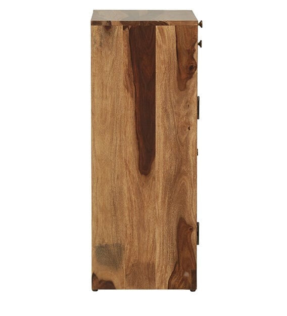 Detec™ Solid Wood Bar Cabinet In Rustic Teak Finish