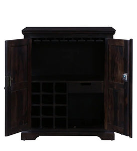 Detec™ Solid Wood Bar Cabinet In Warm Chestnut Finish