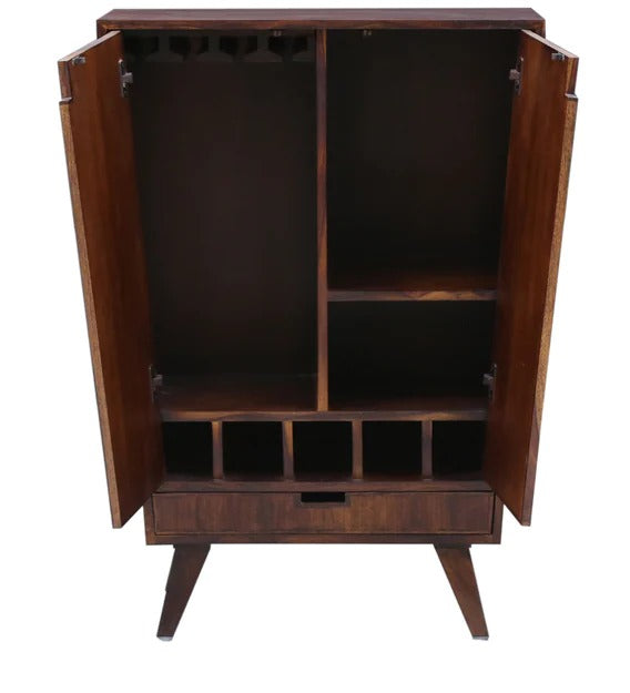 Detec™ Solid Wood Bar Cabinet in Provincial Teak Finish