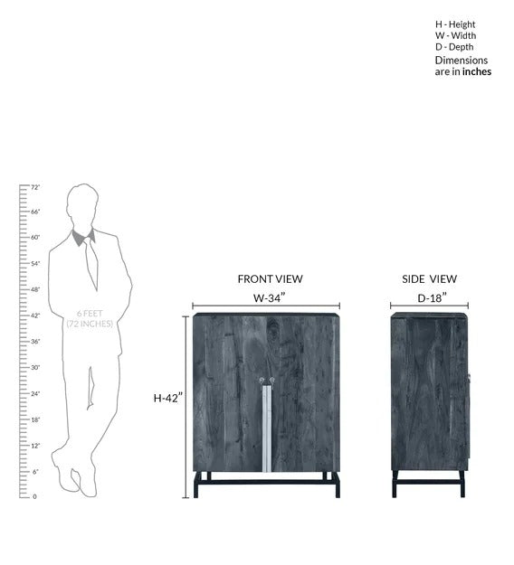 Detec™ Solid Wood Bar Cabinet in Natural Acacia Finish