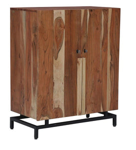 Detec™ Solid Wood Bar Cabinet in Natural Acacia Finish