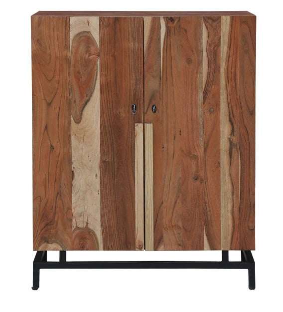 Detec™ Solid Wood Bar Cabinet in Natural Acacia Finish