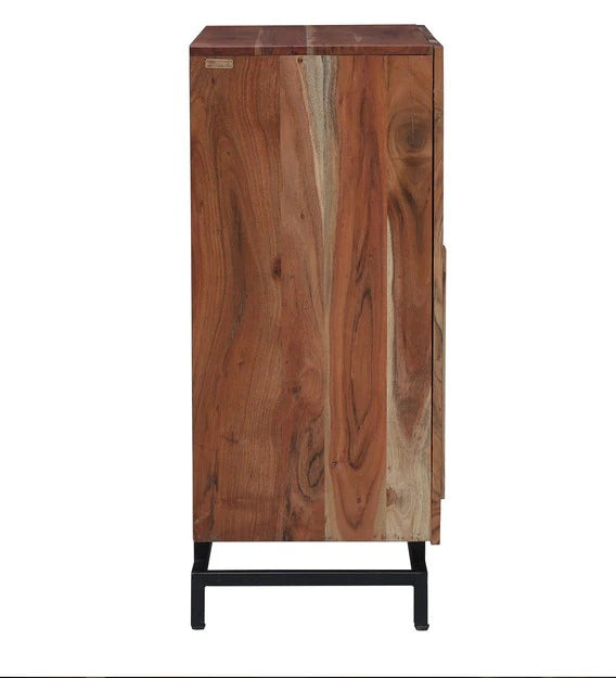 Detec™ Solid Wood Bar Cabinet in Natural Acacia Finish