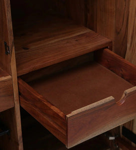 Detec™ Solid Wood Bar Cabinet in Natural Acacia Finish