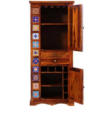 Load image into Gallery viewer, Detec™ Solid Wood Bar Cabinet In Honey Oak Finish
