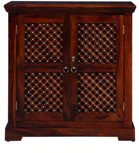 Detec™ Solid Wood Modern Bar Cabinet In Honey Oak Finish