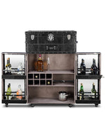 Load image into Gallery viewer, Detec™ Leather Bar Cabinet on Wheels in Black Colour
