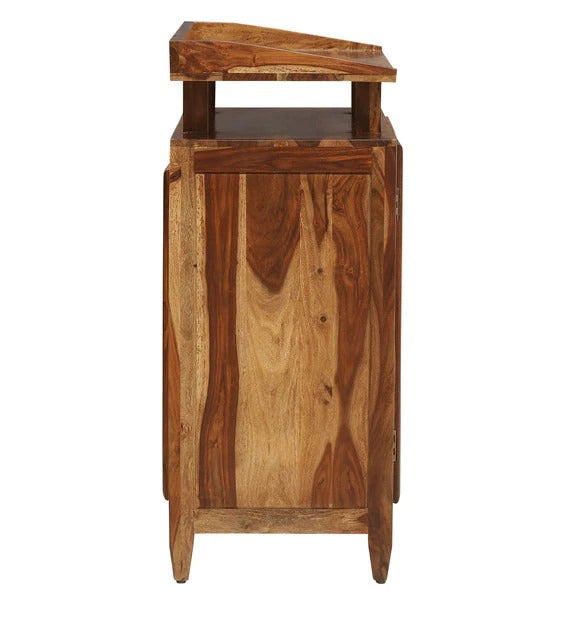 Detec™ Solid Wood Bar Cabinet In Rustic Teak Finish