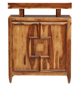 Detec™ Solid Wood Bar Cabinet In Rustic Teak Finish