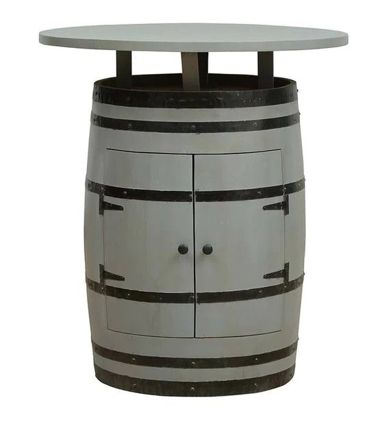 Detec™ Solid Wood Bar Cabinet In Grey & Natural Colour