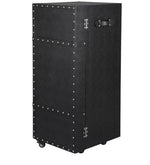 Load image into Gallery viewer, Detec™ Leather Trunk Bar Cabinet on Wheels in Black Colour
