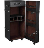 Load image into Gallery viewer, Detec™ Leather Trunk Bar Cabinet on Wheels in Black Colour
