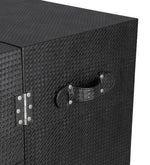 Load image into Gallery viewer, Detec™ Leather Trunk Bar Cabinet on Wheels in Black Colour
