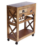 Load image into Gallery viewer, Detec™ Mango Wood Bar Trolly in Teak Finish
