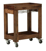 Load image into Gallery viewer, Detec™ Solid Wood Bar Trolley In Rustic Teak Finish
