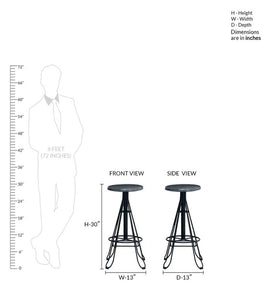 Detec™ Bar Stool With Foot Rest In Black Finish