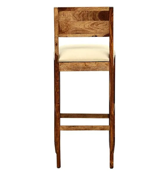 Detec™ Solid Wood Bar Chair In Rustic Teak Finish