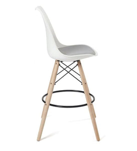 Detec™ Classic Full Back Bar Stool with Backrest in White & Grey Colour