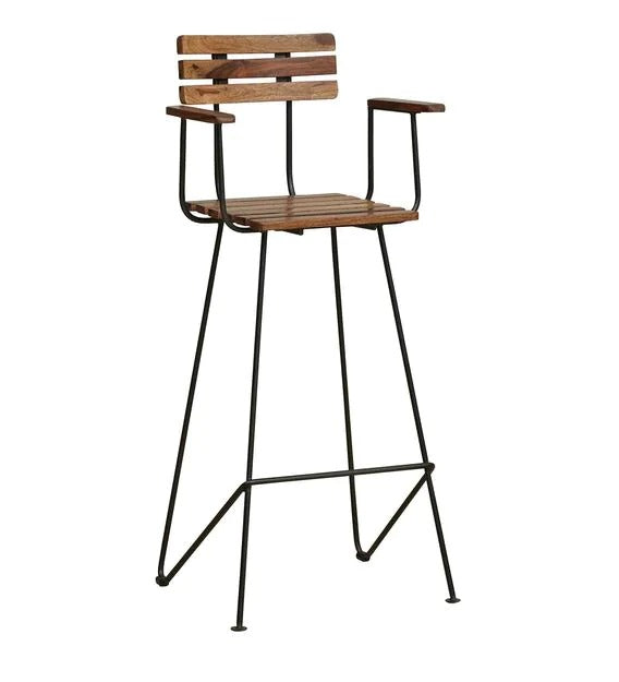 Detec™ Solid Wood Bar Stool In Natural Sheesham Finish