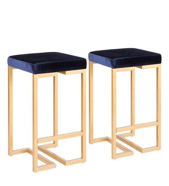 Detec™ Bar stool in Blue Colour With Golden finsih