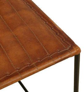 Detec™ Metal Bar Stool In Brown Colour Leather Material