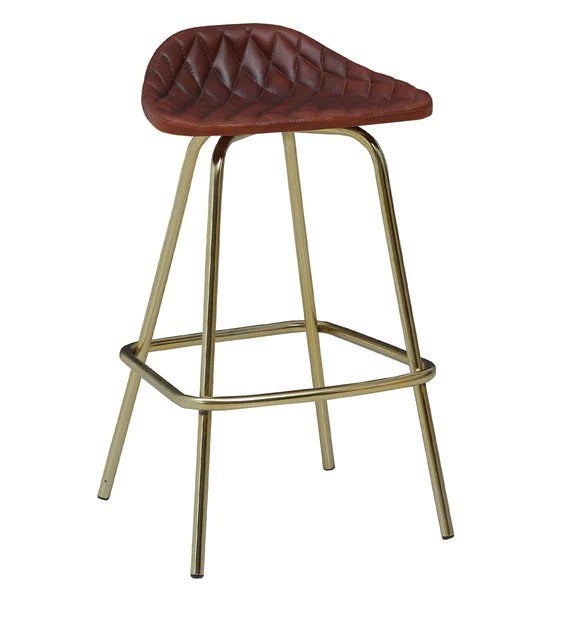 Detec™ Leather Bar Stool In Gold Finish