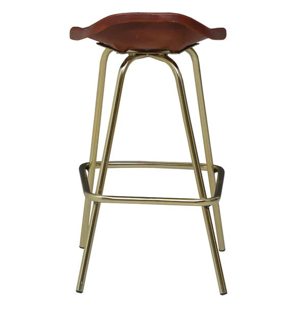 Detec™ Leather Bar Stool In Gold Finish