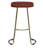 Load image into Gallery viewer, Detec™ Bar Stool With Leather Upholstery In Tan &amp; Gold Finish
