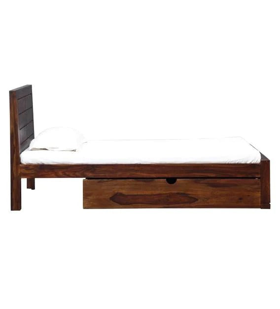 Detec™ Solid Wood Single Bed with Storage in Provincial Teak Finish