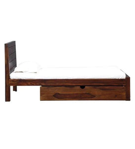 Detec™ Solid Wood Single Bed with Storage in Provincial Teak Finish