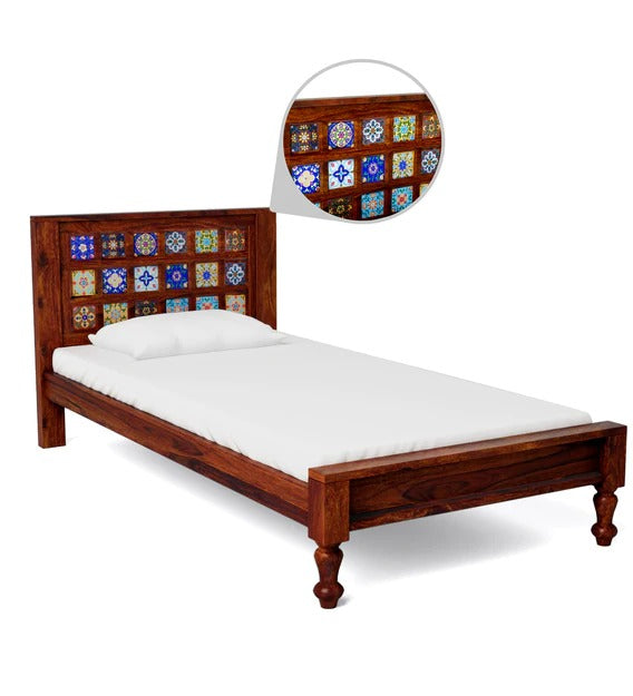 Detec™ Solid Wood Single Bed In Honey Oak Finish